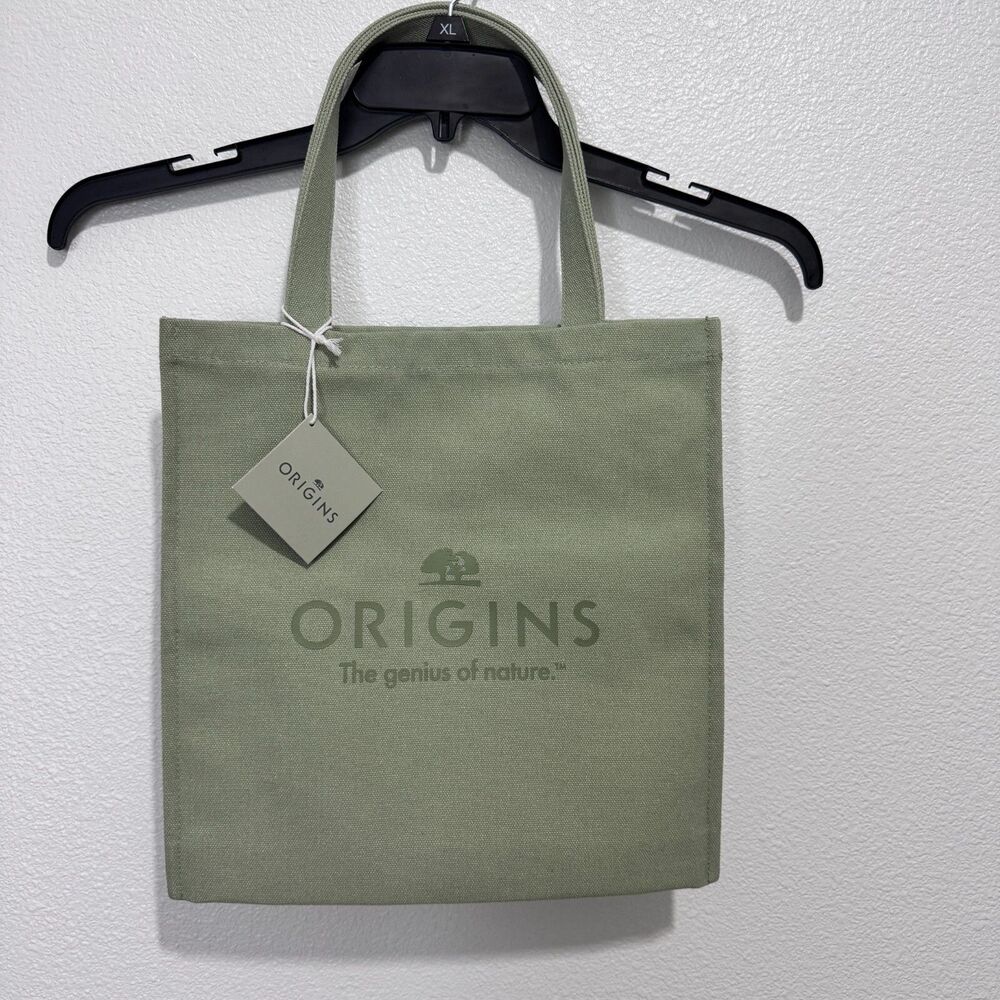 ORIGINS Olive Green Thick Canvas Reusable, Eco Friendly, Tote Bag - NWT